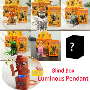 Tralalero Tralala Tungtungtung Wooden Stick Man Button Keychain Luminous Pendant  Anime Peripheral Decor Decor Gift Toys Gifts