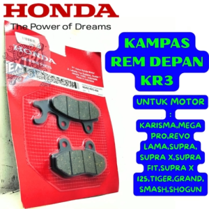 KAMPAS REM DEPAN/DISPAD KODE-KR3 HONDA KARISMA MEGAPRO REVO SUPRA TIGER GRAND SMASH SHOGUN ORI 100%.