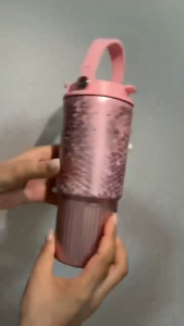 Trendy 750ml Stainless Steel Ice Cup With Handle 2-Way Straw Portable Car Tumbler/Ice Tumbler / Ice Flask/Botol Minum