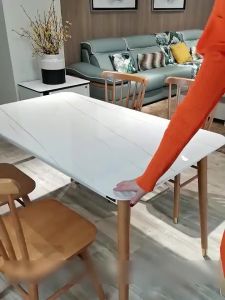 ผ้าปูโต๊ะใส PVC ทนทาน 65°มุมโค้งมน กันน้ำมันและคราบ สีขาว 1.55 มม. ขนาดใหญ่ 24H