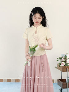 New Chinese Style Embroidered Short Sleeve T-Shirt Womens Fashion Slim Fit Summer Top round Neck Casual Comfortable Shirt