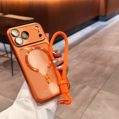 Phone Case For iPhone 17 Pro Max Shockproof Magnetic Transparan Case Lanyard iPhone 17 with Lens Protector