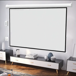 EXPOSE Projector Electric Screen จอโปรเจคเตอร์ไฟฟ้า จอโปรเจคเตอร์ จอรับภาพ แขวนผนัง ภาพคมชัด ควบคุมผ่านรีโมท ขนาด84"100"