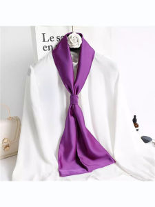 Red Purple Small Silk Scarf Fall and Winter Women's Neck Accessories Thin Narrow Western Style Bow Tie Long Scarf Matching Shirt Decorative Thin