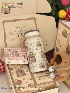 Portable Stainless Steel Insulated Water Bottle Cute Birthday Gift for Girls Original Capybara Design Gift Box Packaging