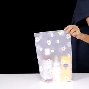 10/20/30ชิ้น ถุงซิปสำหรับใส่เสื้อผ้าลายดอกเดซี่ / ถุงซิปใส่ชุดชั้นในกันน้ำ / ถุงเก็บของแบบพกพาแบบปิดผนึกด้วยตัวเองแบบฝ้า / ถุงเก็บของสำหรับการเดินทางแบบใส