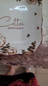 DĨA VUÔNG GỐM SỨ HOA VĂN COTTON 18CM ( CỠ 8)