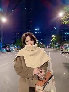 South Korea Dongdaemun Split Turtleneck Shawl Womens Autumn and Winter Korean Style Wool Knitted Neckerchief Cover Womens Thermal Head Cover Scarf