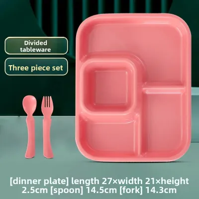 Four-Compartment Plastic Dinner Plate for Students And Children Home Use Microwave Safe Fast Food Plate Square Shape Home Goods
