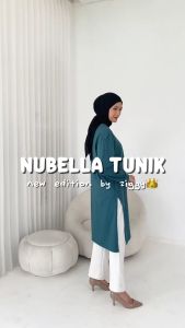 Nubella Long Tunic Oversize Jumbo Kaos Polos Atasan Wanita Muslim Bahan Katun Combed Tunik Lebaran Slit by Ziggy