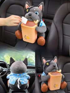 ช่องเก็บกระดาษชำระและขยะแบบแยกได้ 2-in-1 น่ารักสำหรับรถยนต์ ช่องแขนแบบพกพา ช่องเก็บกระดาษ ตกแต่งภายในรถดัง