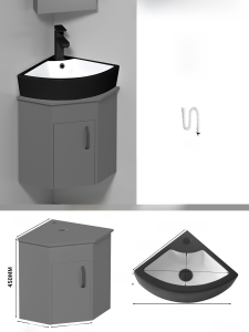 Alumimum Triangle Bathroom Cabinet Bathroom Corner Washstand Small Apartment Corner Hand Washing and Face Washing Cabinet Holding Basin Combination
