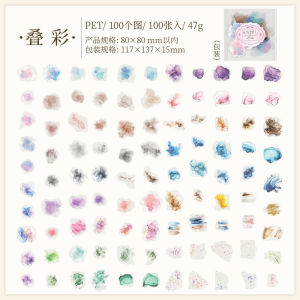 100 sheets/pack 1 Style Watercolor Wash Stickers Collage Base Layered Color Collection for Hand Account