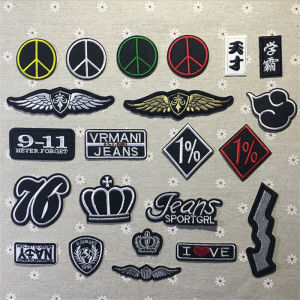 10PCS/Set Fashion Black Series Badge Embroidered  Iron On Patches With Hot Melt Adhesive Fabric DIY Sewing For Clothing Badge
