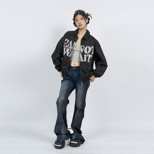 CANOTWAIT_ | Mirror-Printed American-Style Autumn and Winter Jacket