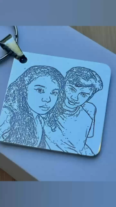 Personalized Sketch Keychain Engraved Calendar Spotify Gift for Couples Valentine Anniversary