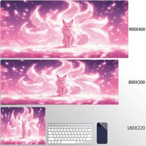 Bandai | Mouse Pad Fox Table Mat Kawaii Mousepad Computer Pad Xxl Table Mat 50x100cm Big Desktop Mat Large Gamer Mouse Pads Keyboard Mats