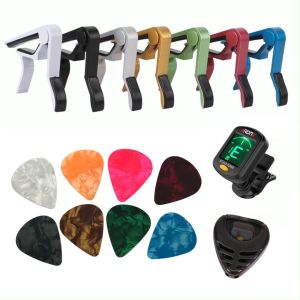 Guitar Capo + Tuner + Pick Holder + 8 Guitar Pick Acoustic Accessories Set | Gitar Capo Untuk Akustik Elektrik Ukulele Accessories Murah