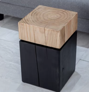 Black Solid Wood Coffee Table Nordic Carbonized Stool Tree Stump Creative Country Inn Artistic Style round Stool Side Table