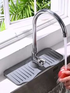 Kitchen Silicone Faucet Mat Flower Sink Splash Pad Drain Pad Bathroom Countertop Protector Quick Dry Tray