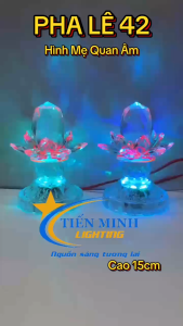 Đèn thờ Pha lê 42 Đèn thờ đổi màu hình bông sen