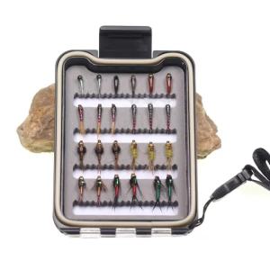 24pcs/box Handmade Assortment Fly Fishing Flies Kit Perdigon Epoxy Buzzer Midge Hares Nymph Copper Fly for Trout Fishing Lure