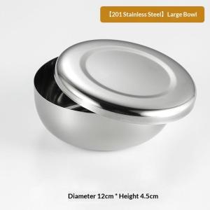 〔L〕Stainless Steel Bowls with Lids Reusable Stackable Metal Bowls for Rice Soup & Food Storage