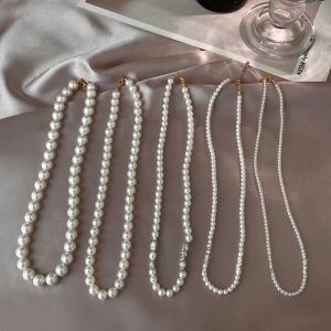 French Lazy Pearl Necklace Womens Fashionable Versatile Sweater Chain New 2026 Lockbone Chain Jewelry Accessory