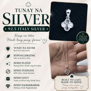 four-leaf pendant silver (PENDANT ONLY 10MM cute size ) 92.5 italy silver (TUNAY NA SILVER)