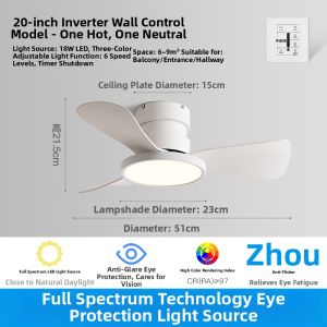 QIAN QI | Ultra Thin Quiet Ceiling Fan Light for Small Spaces