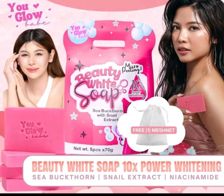 You Glow Babe Beauty White Soap Glutathione + Niacinamide | Brightening & Moisturizing | 1 Pouch or B1T1 with FREE Mesh ygb