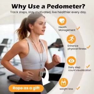 Mini Clip Pedometer with LanyardLarge Display Simple Step Counter for Walking Portable Keychain Step Tracker