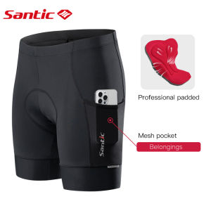 Santic Cycling Shorts Men Professional Bike Shorts 4D Padding Powerband Breathable Reflectivie Quick-dry Pocket KM1C05136