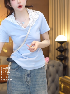Designer Lace Hooded Short Sleeve T-Shirt Womens Casual Slim Fit Cotton Summer Fashionable Versatile Top Trendy