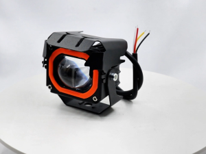 Motorcycle LED Auxiliary Lights - White/Yellow with Red Halo Super Bright Waterproof