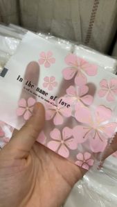 Set 100 túi đựng trà hoa bánh kẹo hàn miệng 10x13.5 cm họa tiết hoa anh đào