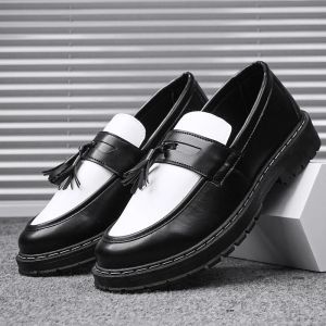 In Stock 2025 Korean Black Loafers Shoes for Men Casual Leather Shoes Business School Shoes for Men Student Formal 39-45