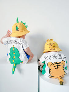 Cute Dinosaur Tail Baby Bodysuit Set Summer Ultra Adorable Triangle Short Sleeve Cotton Romper Suit for Babies Boys And Girls