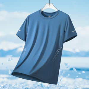 Ice Silk Quick-Drying Short-Sleeved T-Shirt Summer Round Neck Sports Top for Fast Drying Comfortable Fit