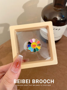 Colorful Sunflower Pendant Brooch Cute Alloy Silver Gold Plated Japanese South Korea Style Accessories for Clothing and Bags