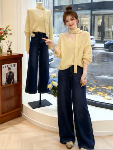 Shalldoer | Warm Knit Sweater V-neck Flower Design Soft Comfortable Slimming