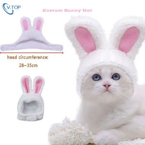 V.top Kostum Bunny Hat Cute / Kostum Topi Hewan Kucing Anjing Lucu Unik Desain Kelinci