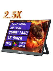 Anmite Portable 18.5/16 Inch 2K E-Sports 144HZ Display Computer IPS Extended Sub-screen Lightweight Travel Business Gaming Monitor