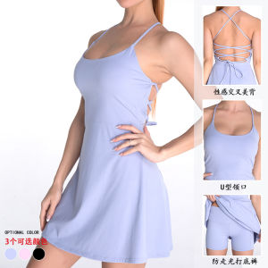 ชุดโยคะกันแสงแดดสองชิ้นพร้อมแผ่นรองหน้าอก ชุดวอลเลย์บอล ชุดเทนนิส เซ็กซี่ หลังสวย ชุดกีฬา ฤดูใบไม้ผลิและฤดูร้อน