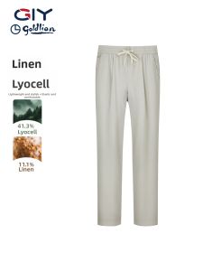 GYgoldlion | Bamboo Linen Loose Straight Mens Trousers