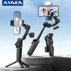 AXNEN | Intelligent AI Tracking 3-Axis Handheld Gimbal M06 with Wireless Lavalier Mic Fill light  for iPhone Android Phone Video Vlog