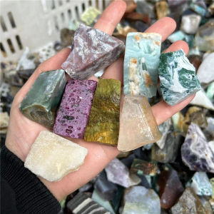 200g/bag Natural crystal Stones Moss Agate Mixed Rough Raw Quartz Mineral Specimen For Home decorative stone