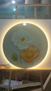 Tranh Đồng Hồ Đèn Led Mẫu Hoa Tráng Gương Trang trí Phòng Khách/ Phòng Ngủ/ Cửa hàng /Spa/ Shop Thời Trang/Tặng Quà