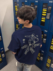 เสื้อยืดคอกลมแขนสั้นผ้าฝ้ายแท้สำหรับผู้ชาย สไตล์อเมริกัน เทรนด์ใหม่ ฤดูร้อน 2025 ทรงหลวม ไม่ต้องรีด ลำลอง แฟชั่นสตรีท