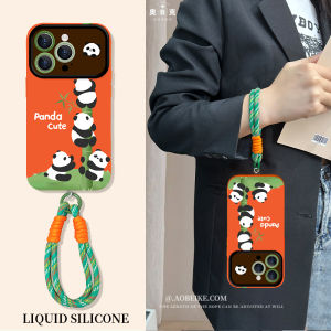 Ốp Điện Thoại Gấu Trúc Dùng Cho Iphone 15 Ốp Bảo Vệ 15Pro Max Mẫu Mới Kèm Dây Đeo 14Pro Cửa Sổ Lớn 12 Bọc Toàn Bộ 11 Mờ Chống Vân Tay 14Pro Ốp Mềm Silicon Iphone 13 Đáng Yêu